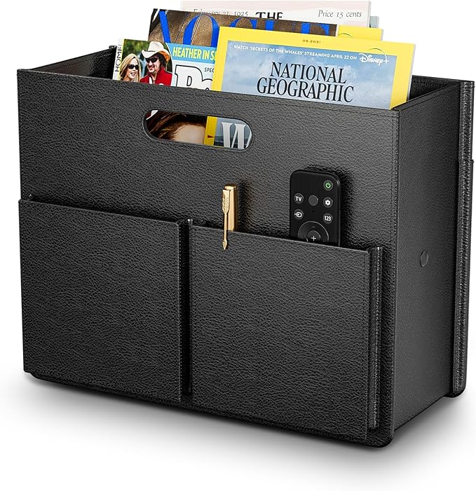 ABC life Magazine Holder Stable Magazine Rack Floor, Foldable PU Leather by ABClife