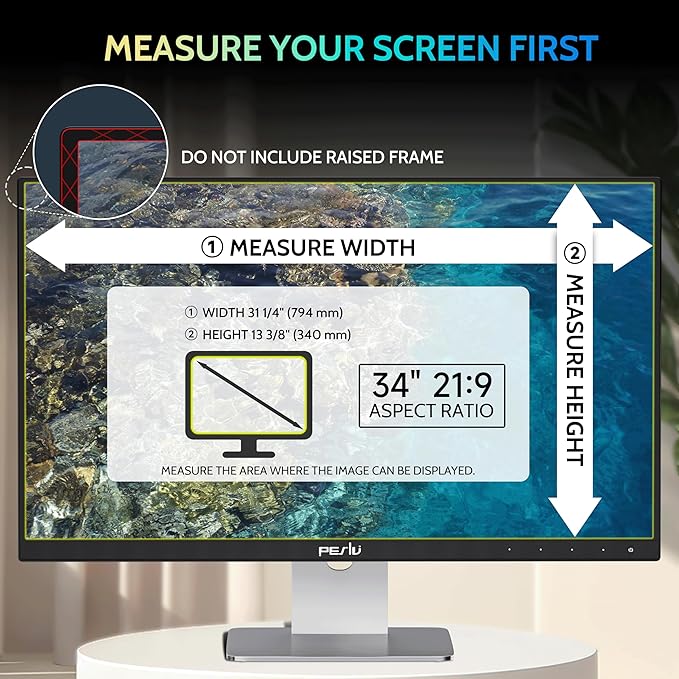 34 Inch Privacy Screen for Computer Curved Monitor 21:9 Aspect Ratio, Eye - Image 2