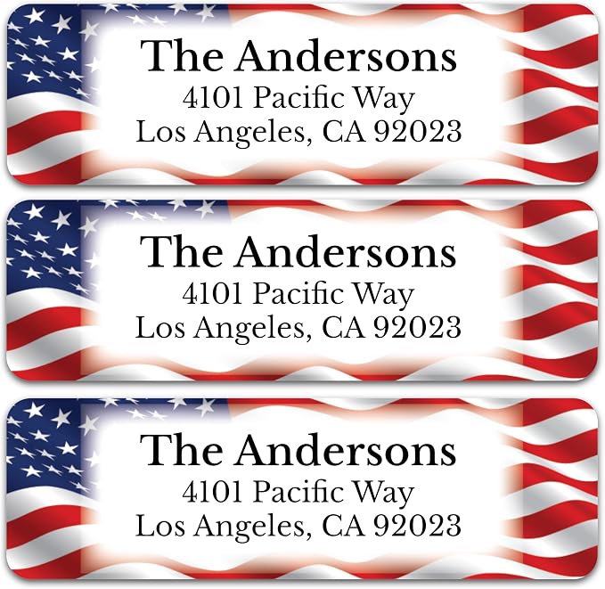 Personalized Patriotic Return Address Labels, Self-Adhesive Address Stickers on by BunnyBadges