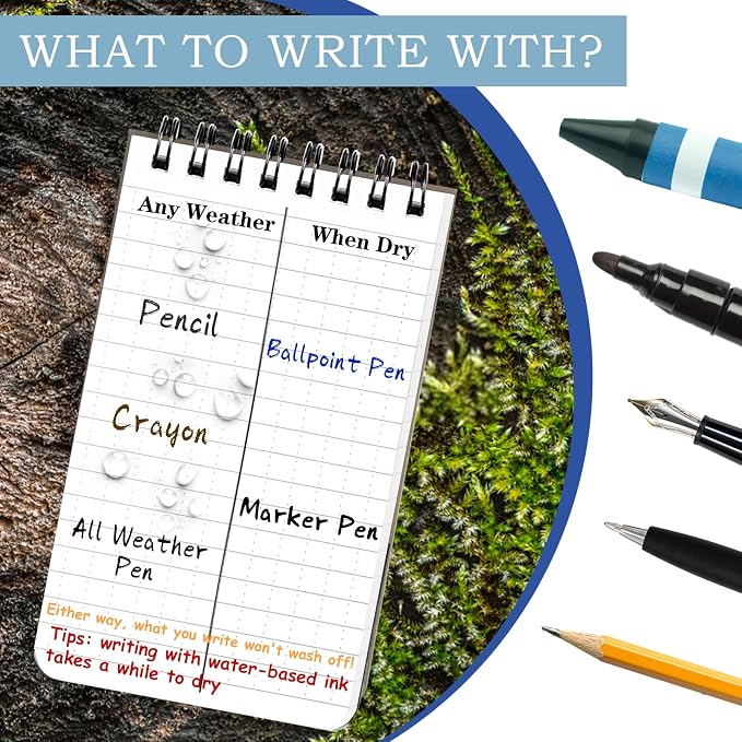 COIDEA 6 Pack Waterproof Notebook, 3 x 5 Pocket Notepad, Top-Spiral - Image 5