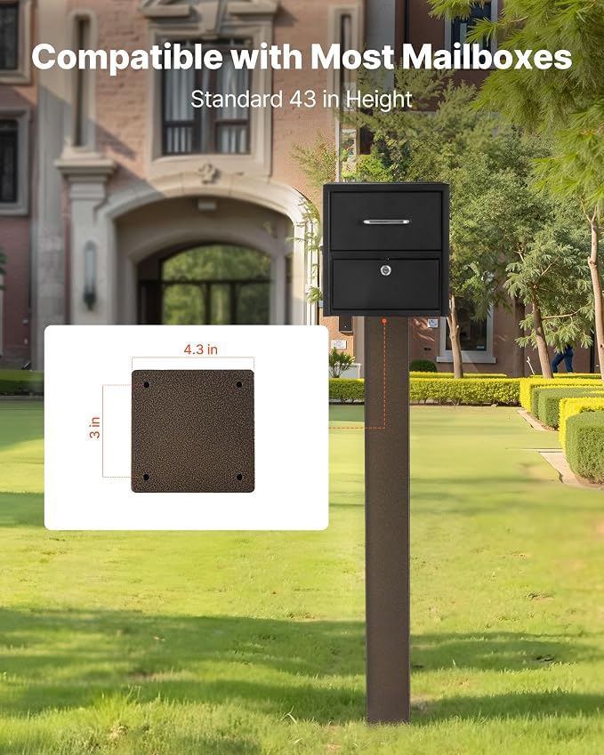 VEVOR Mailbox Post, Steel In-Ground Mounting Mail Box Stand - Image 3