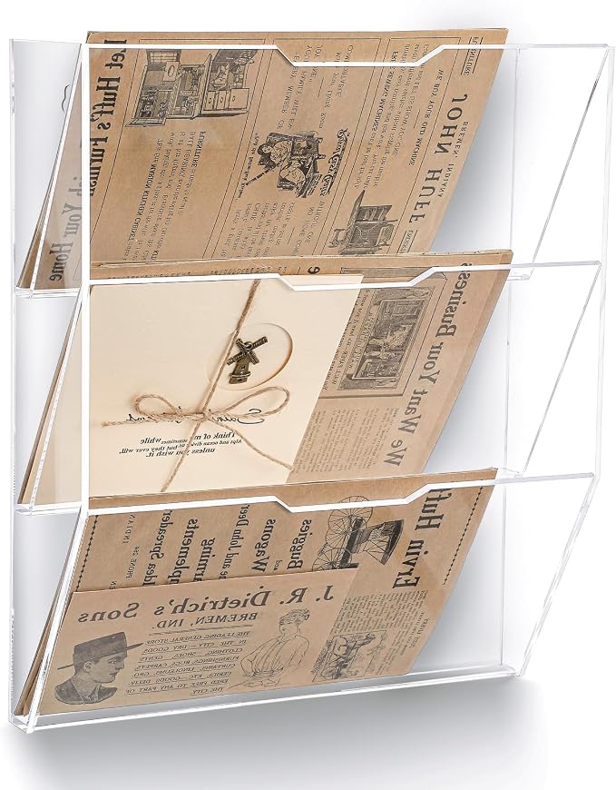 Chunful 3 Tier Mail Sorter Wall Letter Holder Clear Acrylic Wall Mounted Mail by Chunful