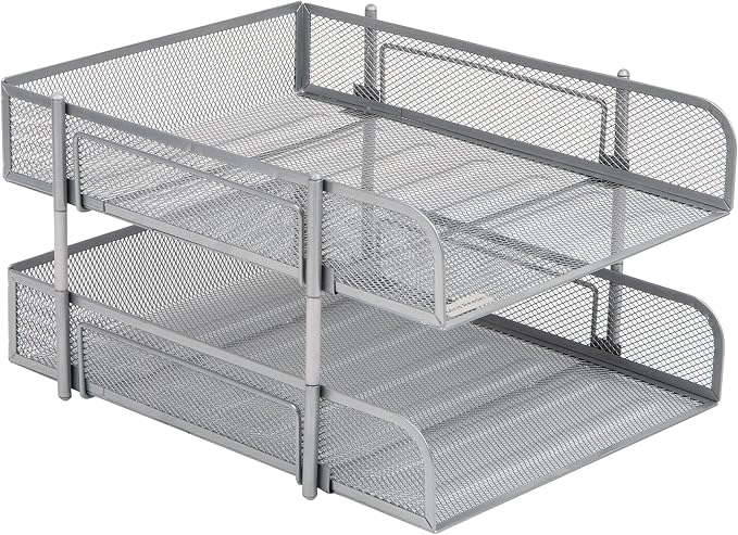 Mind Reader Stackable Paper Tray, Desktop Organizer, File Storage, Metal Mesh - Image 7