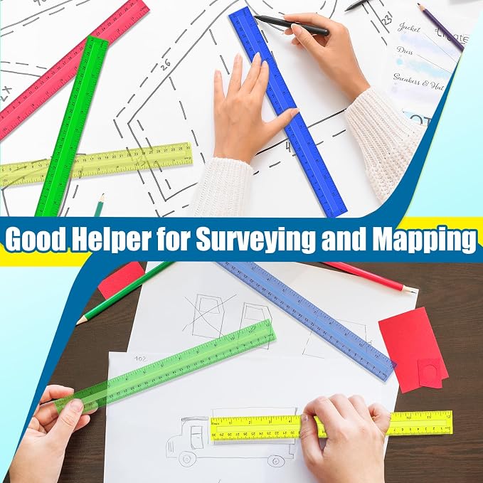 12 Inch Plastic Rulers, Ideal Back to School Office Home Supplies - Image 5