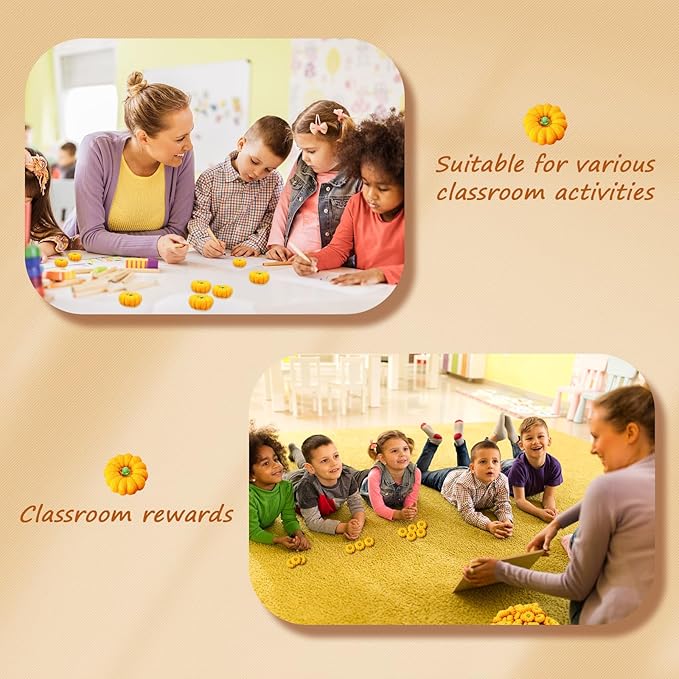 Pumpkin Erasers Bulk 100pcs Party Favors Mini Pumpkin Erasers for Children Students Back to School Gifts Classroom Counting Math Manipulative Counters Teacher Rewarding Gift-DeskLoop Office
