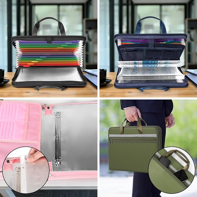 Fireproof Document Bag with Accordion File Organizer | Upgraded 5200°F Aluminum - Image 5