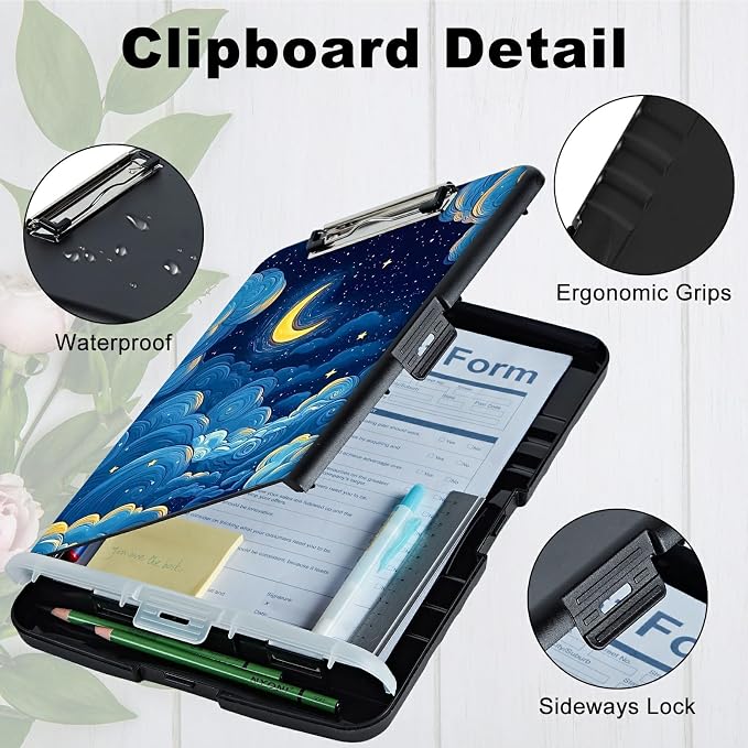 Moon Blue Clouds A4 Clipboard - Image 4