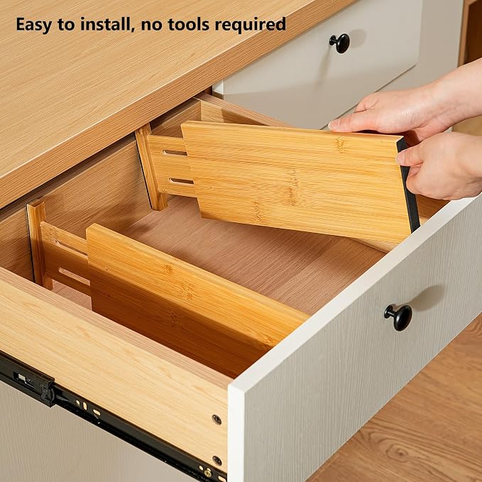 Fabsome Dresser Drawer Organizers 6 Pack, 4.65'' High Adjustable from 12.5-17‘’ - Image 9