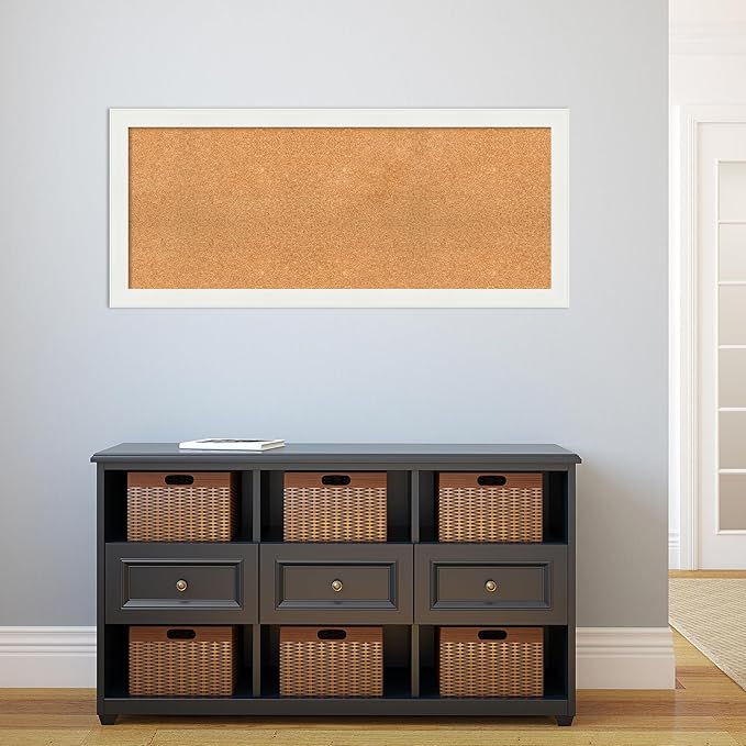 Amanti Art Natural Cork Board for Wall, 21x49 Vision Board with White Frame, Oversize Corkboard Office Decor for Home Organization, Casual Corkboard Pinboard to Display Items for Home Organization in-DeskLoop Office