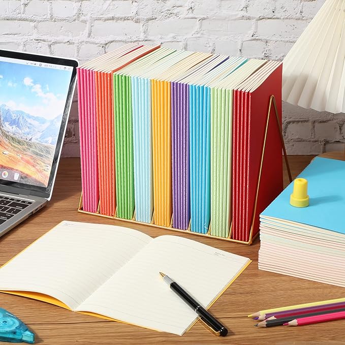 100 Pack A5 Kraft Notebooks Ruled Lined Journals Notebooks Soft Cover Kraft Composition Notepad Travel Diary Journals Memo for Girls, Students, Office, School Supplies (Fresh Color)