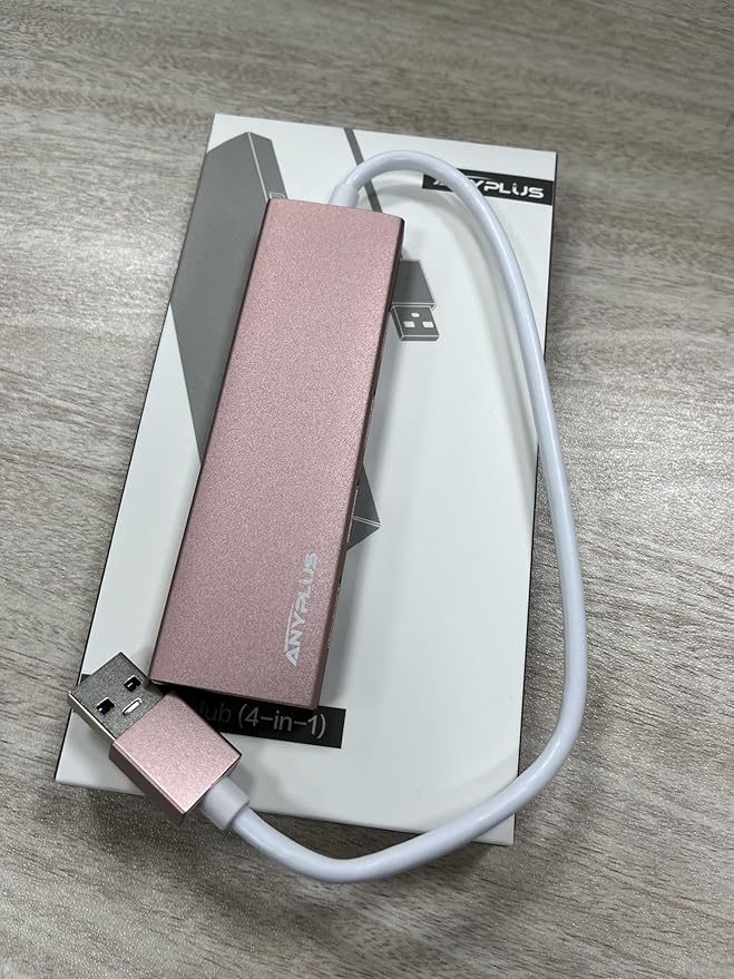 USB Hub, USB 3.0 Hub Aluminum Alloy Ultra Slim USB Splitter, Portable 4 Port USB Extender, USB Hub for Laptop, PC, MacBook, iMac, Surface Pro, Mac Pro, Flash Drive, XPS 【Pink】-DeskLoop Office