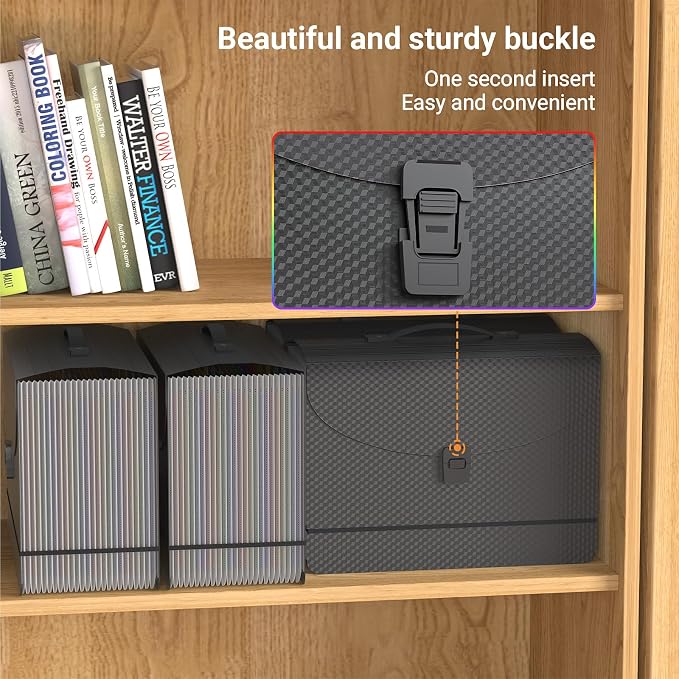 25 Pockets Expanding File Folders, Portable Accordian File Organizer, - Image 6