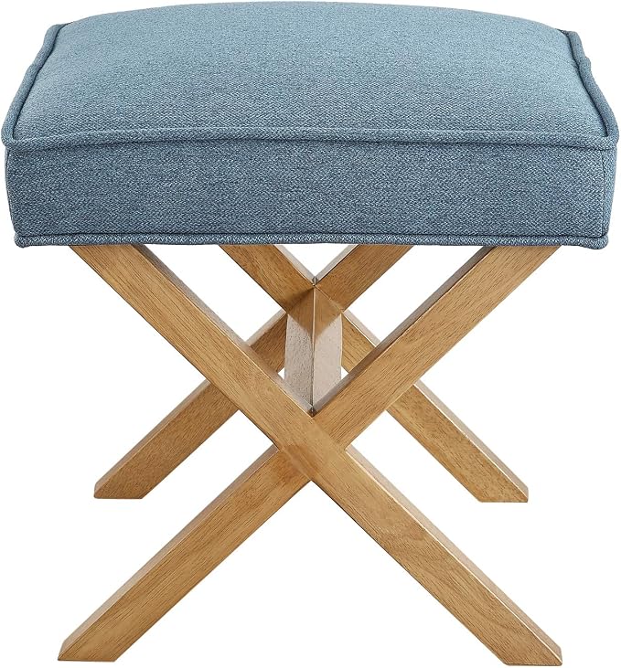Amazon Basics Small Ottoman Foot Rest, Mid-Century Modern X Square Upholstered - Image 4