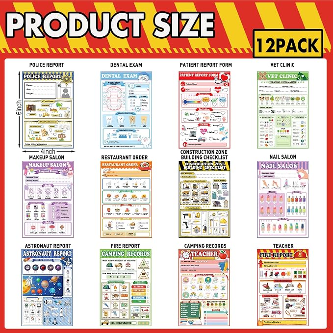 Eaasty Kids Pretend Play Notepads 4 x 6 Inch Pads - Image 4