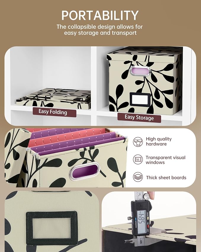 Oterri File Organizer with Lid, File Box, File Cabinet - Image 4