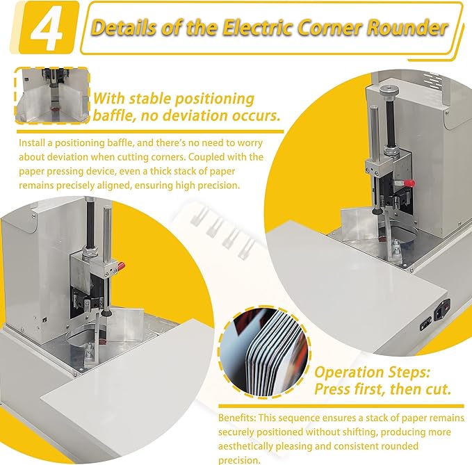 Electric Corner Rounder Machine 50mm Capacity Round Corner Cutter with Safety Guard & Foot Pedal 7PCS Blades R3-R9 Commercial Corner Rounding for Documents Certificates Books Packaging-DeskLoop Office