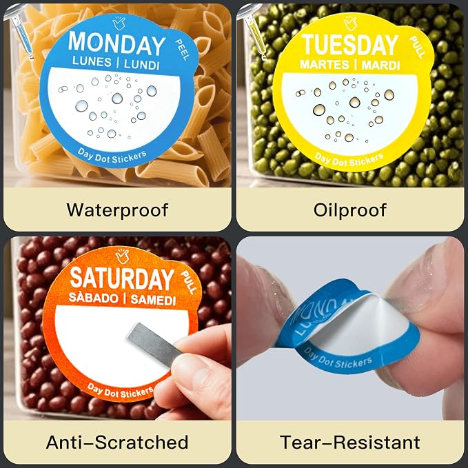 Day Dots Food Labels, 1 Inch 7000 Pcs Removable Date Stickers - Image 3
