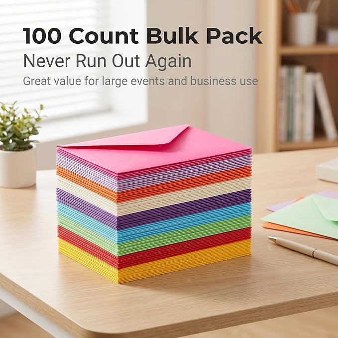 XXINMOH 100 pack 4x6 Envelopes, A6 Invitation Envelopes 6.5 x 4.75 - Image 4
