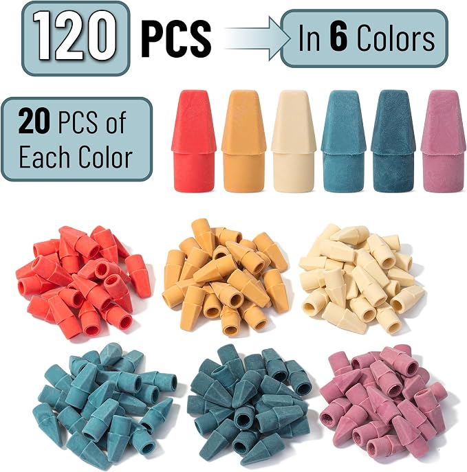 Mr. Pen- Pencil Erasers Toppers, 120 Pack, Latex Free, No Smudge | Mr Pen - Image 2