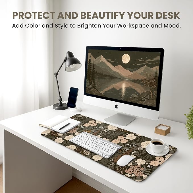 Aesthetic Desk Mat, Cute Wild Rose Desk Pad Protector - Image 6