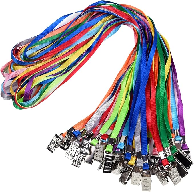 Wisdompro Lanyard with Bulldog Clip, 30 Pack of 17 inch Flat Nylon Neck Lanyard by Wisdompro