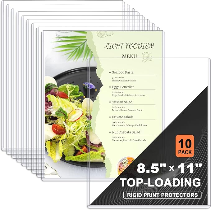 Ndsox 10 Pack 8.5" x 11" Rigid Print Protectors Clear Hard Plastic Sheet by NDSOX