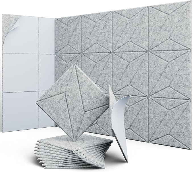 UNECHO 12 Pack 12" X 12" X 0.4" Acoustic Panels by UNECHOACOUSTIC