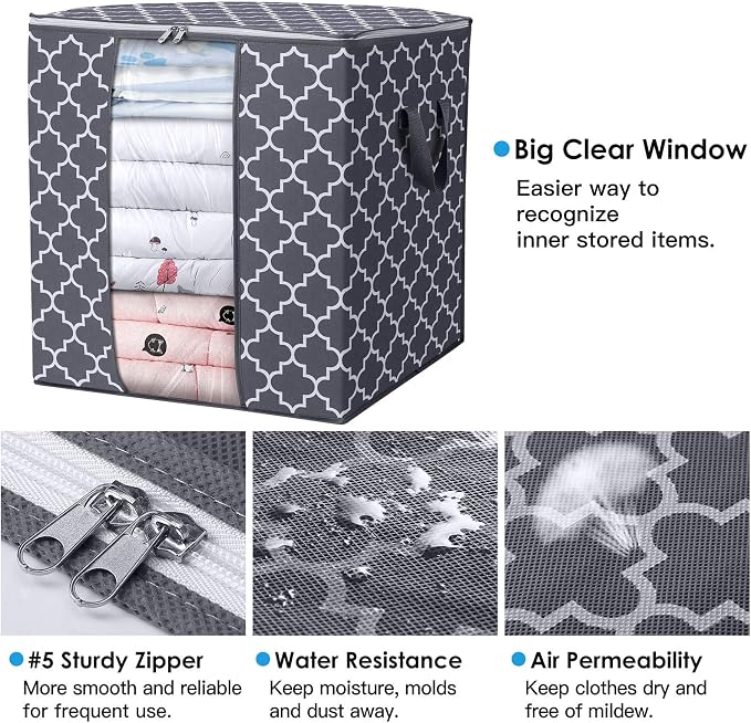 WISELIFE Storage Bags 6 Pack/100L Large Blanket Clothes Organization and - Image 3