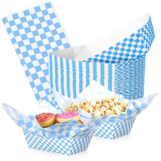 Geosar 100 Pcs Gingham Party Supplies Disposable Paper Food Trays Bulk by Geosar