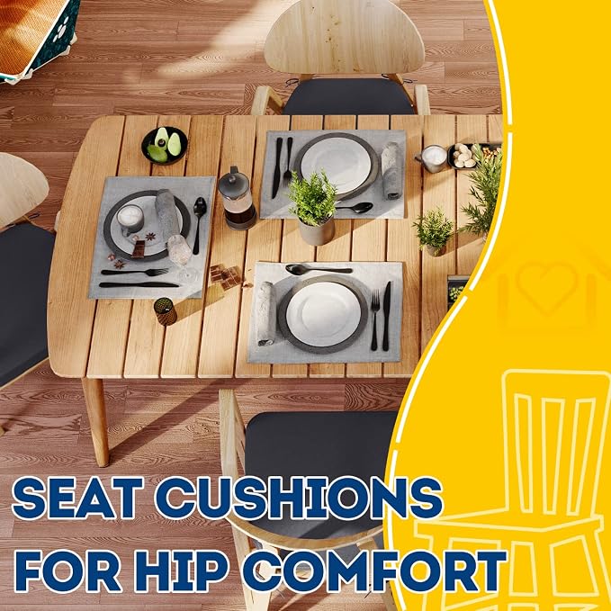 AAAAAcessories D-Shaped Chair Cushions, Machine-Washable Cover, Dark Grey - Image 8