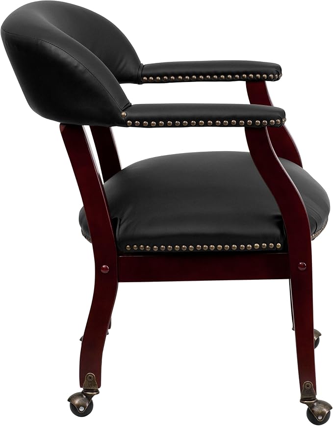 EMMA + OLIVER Black LeatherSoft Conference Chair with Casters-DeskLoop Office
