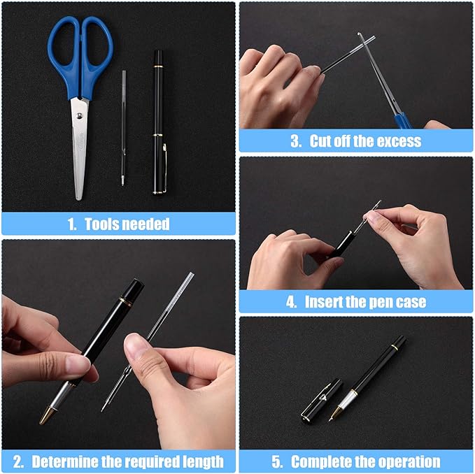 Outus 60 Pcs 0.7 mm Blue Retractable Pen Refills Bulk 4.2inch Replacement - Image 5