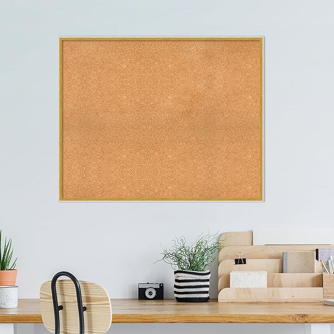 Amanti Art Natural Cork Board for Wall, 33x41 Vision Board with White Frame, X-Large Corkboard Office Decor for Home Organization, Modern Corkboard Pinboard to Display Items for Home Organization in-DeskLoop Office