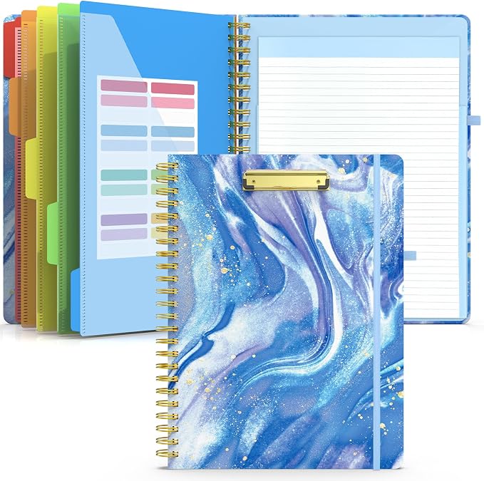 Sooez Clipboard Folio with Refillable Notepad, Folder with 10 Storage Pockets by Sooez