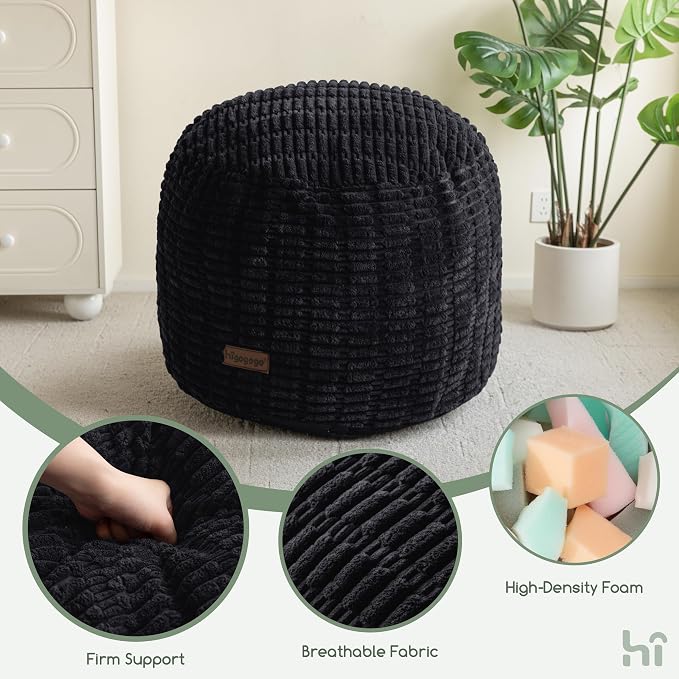 HIGOGOGO Pouf Ottoman Stuffed Round Modern Foam Filled Foot Rest Poufs - Image 7