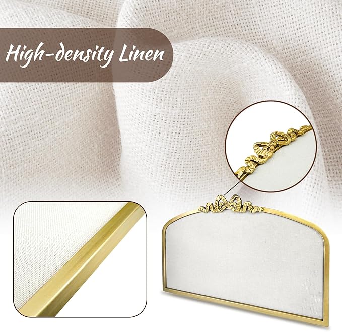 Vintage Arched Linen Cork Board with Gold Bowknot – Decorative Bulletin Board for Walls, Iron Frame Pin Board for Notes, Photos & Reminders, Elegant Vision Board for Home & Office 24"x 15"-DeskLoop Office