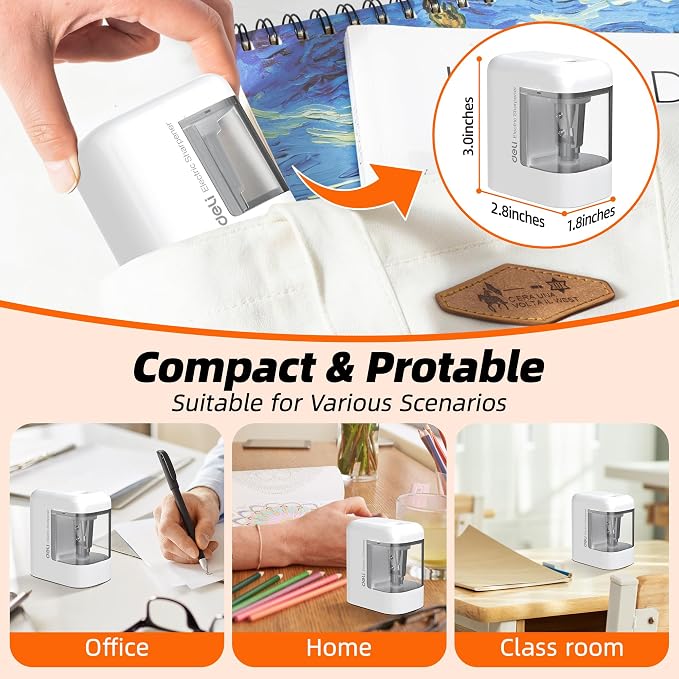 deli Electric Pencil Sharpener, Portable Pencil Sharpener - Image 5