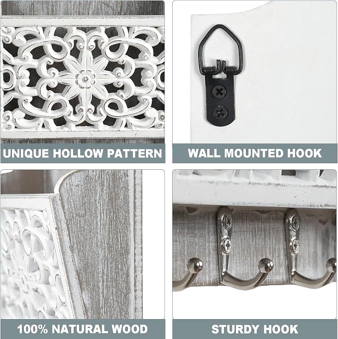 Key and Mail Holder for Wall Mail Holder for Wall, 2-Slot Mails Organizer - Image 2