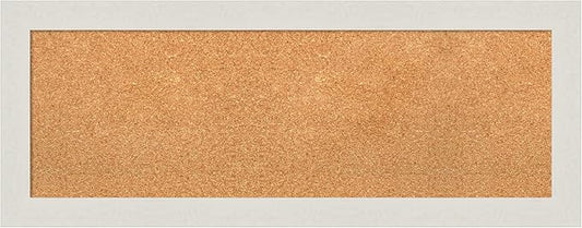 Amanti Art Natural Cork Board for Wall, 15x39 Vision Board with White Frame, Medium Corkboard Office Decor for Home Organization, Country Rustic Corkboard Pinboard to Display Items for Home-DeskLoop Office