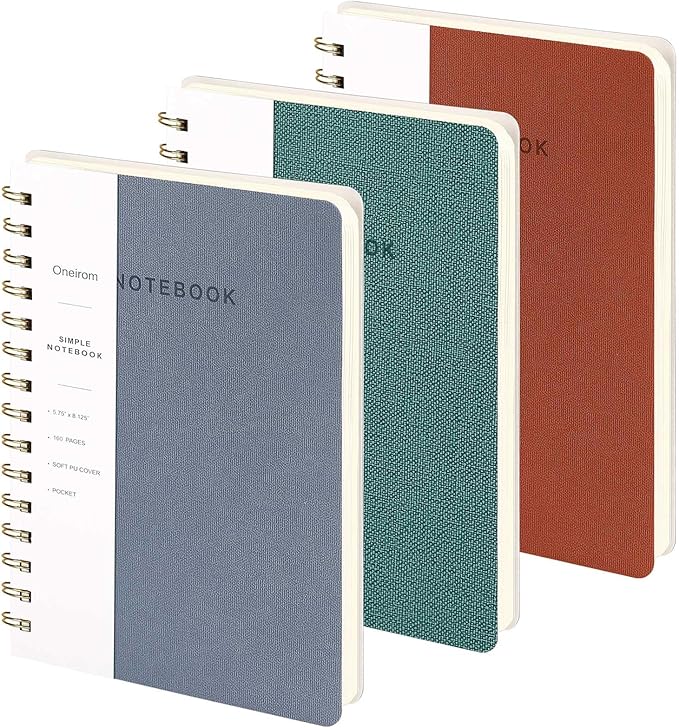 Lined Spiral Notebook College Ruled A5 Journal Book for Note Taking, 160 Pages Writing Journal for Office and Home School Supplies 5.75 x 8.125 inch (Reefblue Green Brown)-DeskLoop Office