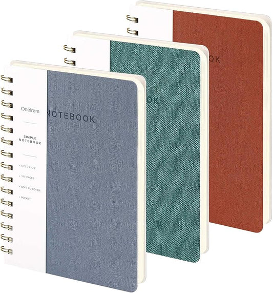 Lined Spiral Notebook College Ruled A5 Journal Book for Note Taking, 160 Pages Writing Journal for Office and Home School Supplies 5.75 x 8.125 inch (Reefblue Green Brown)-DeskLoop Office