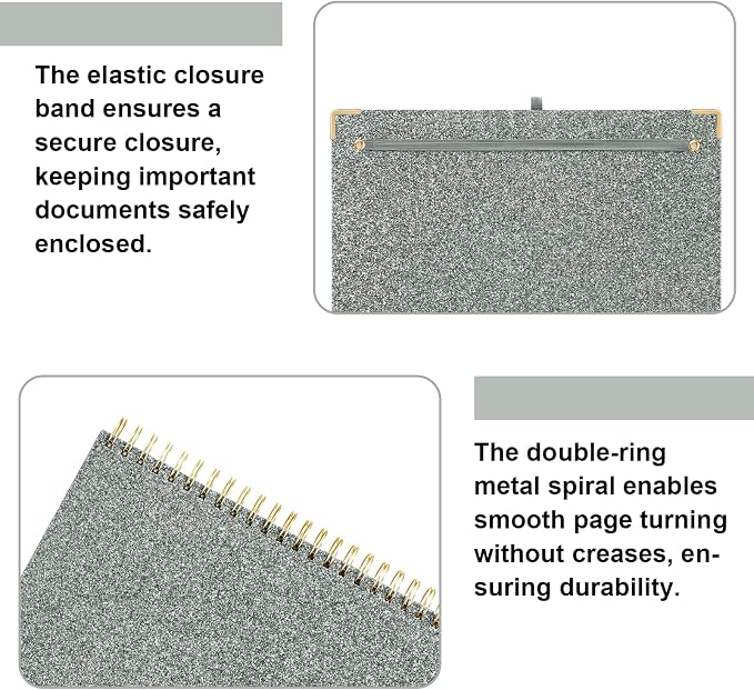 Spiral Clipboard Folio with Storage Pockets 8.5 x 11 Folder Refillable Lined - Image 6