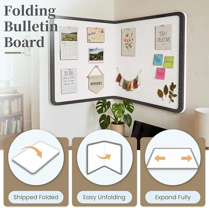 Bulletin Board Decorative Felt Foldable Vision Photo Pin Boards | 24 x 18 - Image 5