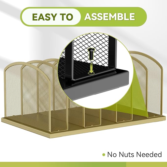 Desk File Organizer Vertical 7 Sections Mesh File Sorter Paper Storage Organizer - Image 3