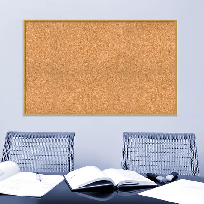 Amanti Art Natural Cork Board for Wall, 33x53 Vision Board with White Frame, Oversize Corkboard Office Decor for Home Organization, Modern Corkboard Pinboard to Display Items for Home Organization in-DeskLoop Office