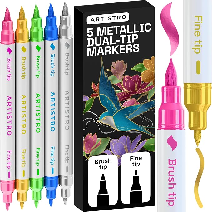 ARTISTRO 5 Metallic Acrylic Paint Markers by ARTISTRO