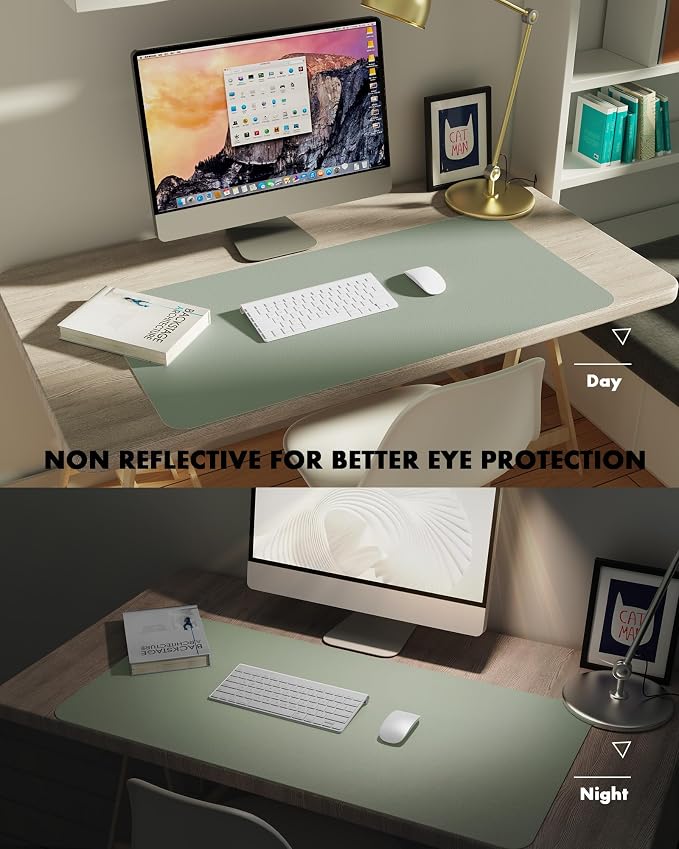 YSAGi Double-Sided Desk Pad, 23.6"x13.7"Leather Desk Mat, Eco Cork Desk Pad - Image 4