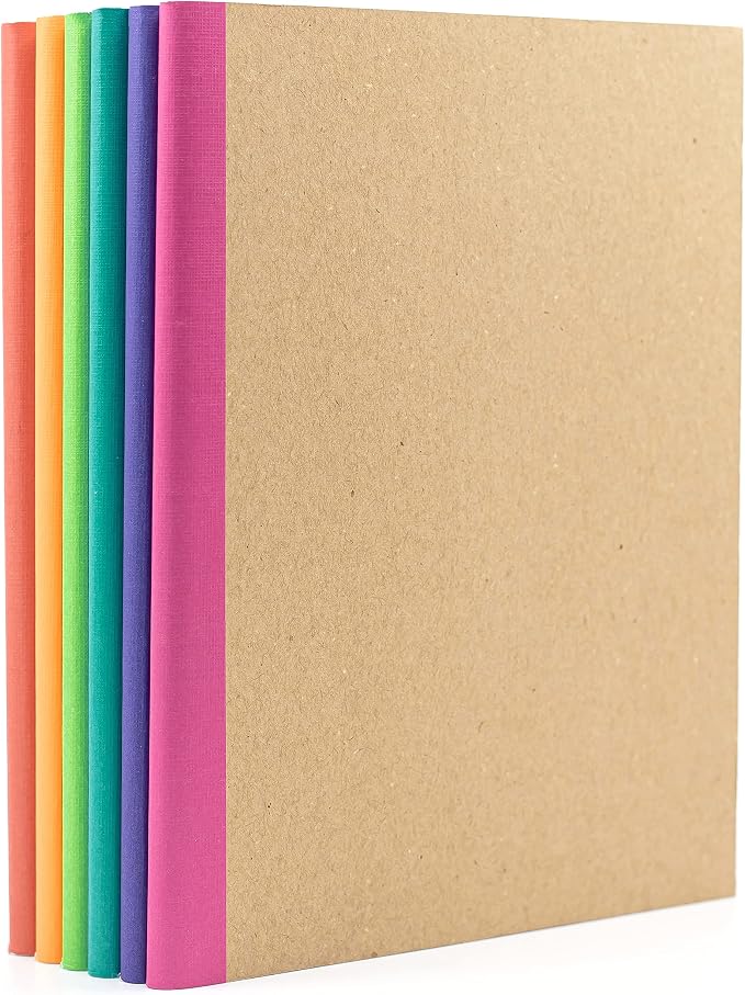 PAPERAGE 6-Pack Composition Notebook Journals, 120 Pages, Kraft Cover by PAPERAGE