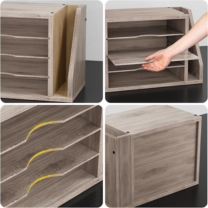 Creso hom Mail Sorter, File Organizer Desktop, Wood Desk Organizer - Image 4