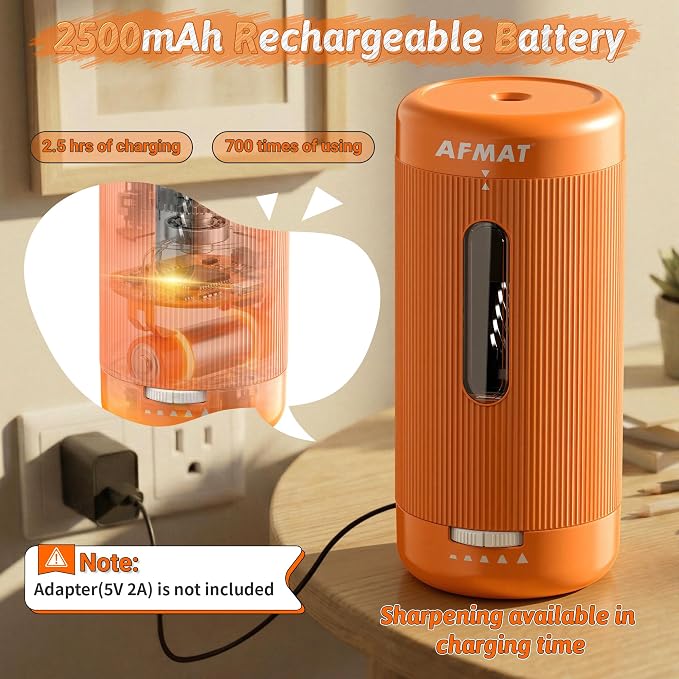 AFMAT Electric Pencil Sharpener, Auto in & Out, 5 Nibs, 7K+ Uses, Fully - Image 5